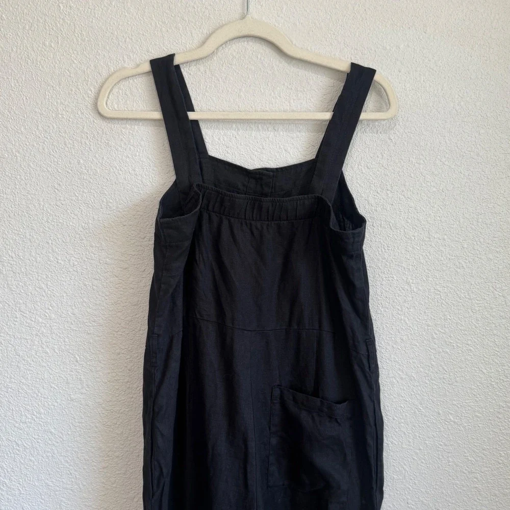 Everlane Black‎ 100% Linen Picnic Jumpsuit Button Front Wide Leg Womens Size 0